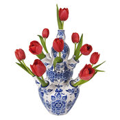 Flat Flowers Delftsblauw rode tulp van Flat Flowers
