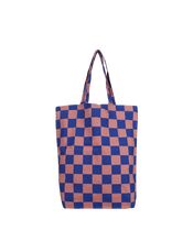 Shopper Katoen Checkerboard Roze Kobaltblauw